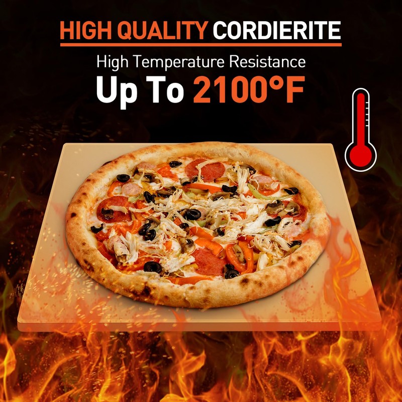 Arcedo Pizza Stone for Oven and Grill, 12 Inch Square