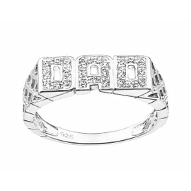 Sterling Silver DAD Ring size P Q R S T U V W X Y Z Z+1 - Stone Set - 925 SILVER (V)