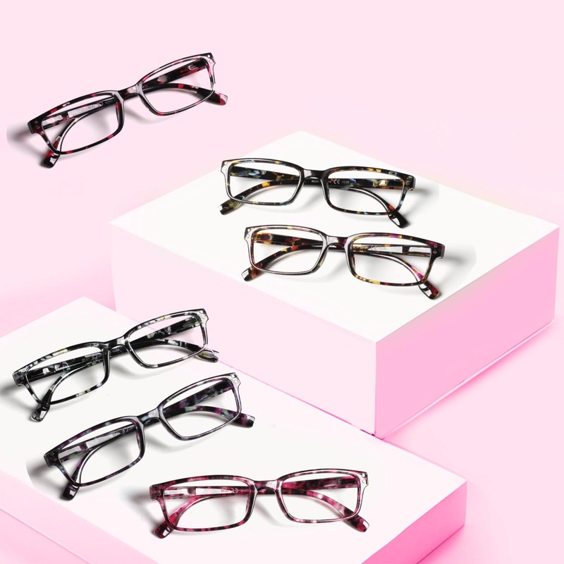 Kerecsen 6-Pack Reading Glasses Blue Light Blocking,Spring Hinge Readers for