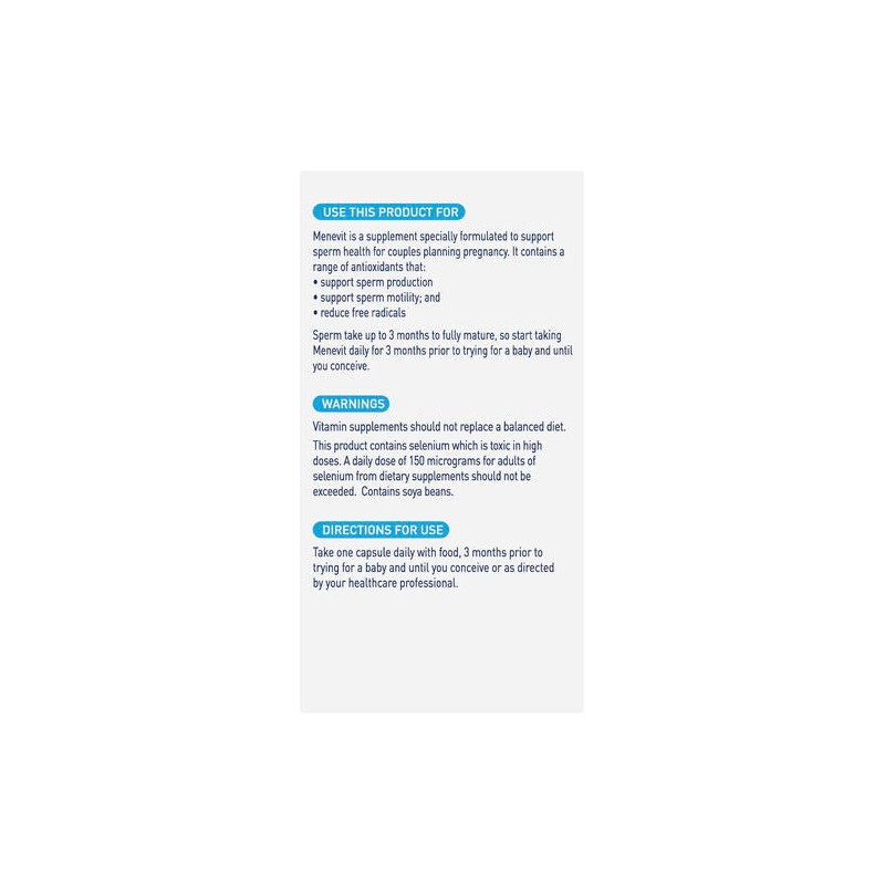 Menevit Pre-Conception Sperm Health Capsules 90 pack