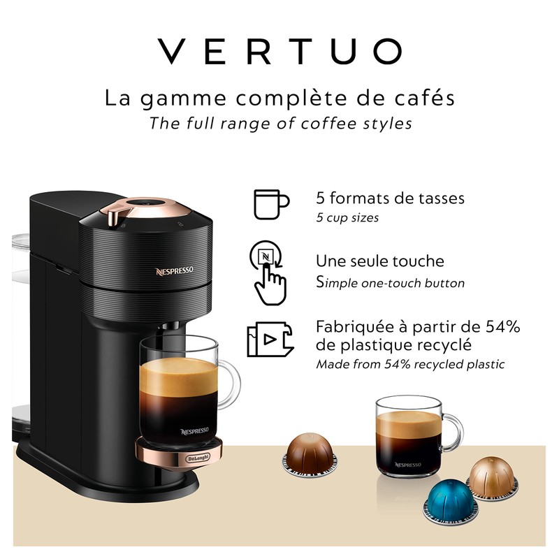 Nespresso Vertuo Next Coffee and Espresso Machine by De'Longhi, Black