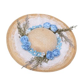 COSDREAMER Victorian Hat for Women Girls Tea Party Hats Vintage Flowers Flat Hat (White), V