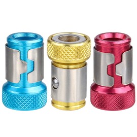 Mesee 3 Pieces Removable Screw Bit Magnetizer Ring Aluminum Alloy Magnetic Screw Catcher Holder Screwdriver Bit Magnetic Booster for 1/4 Inch Shank Screwdriver Bits Power Tool Accessory