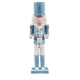 ZaH 12 Inch Christmas Nutcracker Toys Wooden Nutcracker Decoration Gift Soldier Nutcracker Puppets Ornaments (Blue Drum Soldier)