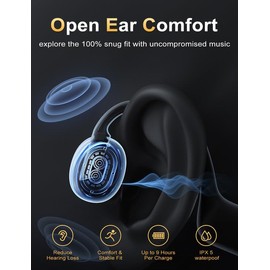 Ximyuc Bone Conduction Headphones, Wireless Bluetooth Lightweight Open Earbuds with Mic, Extra Comfort IPX5 Waterproof Headset for Sport Running,Cycling,Driving