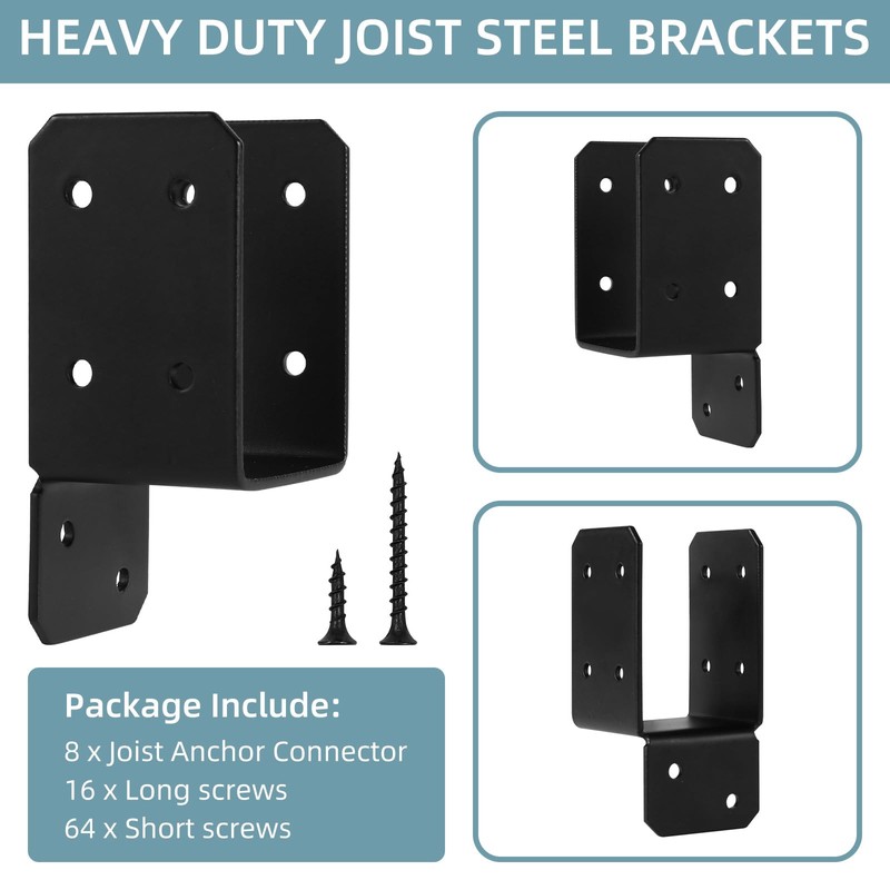 16pcs Black Caps Tie Bracket for 2x4 Post, Post Anchor