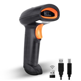 Helett® HT20 Wireless 2.4GHz 2D & 1D Barcode Scanner (QR Code & Barcode) Wired & Wireless(Rechargeable) Connectivity | Induction Scanning with Built-in Illumination Light |Strong ABS(Black)