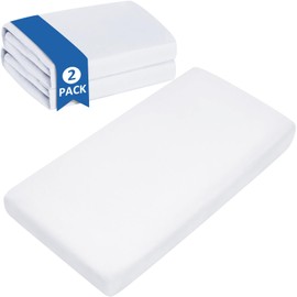 Nap Mat Sheet 24" x 48" x 4" Fitted Elastic Corners Preschool Day Care Rest Nap Mat Cover, Soft & Breathable Baby Sheets for Regalo My Cot Portable Toddler Bed and Joovy Travel Cot, White