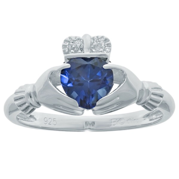 .97 Ct Heart Blue Sapphire and Diamond Accent 925 Sterling