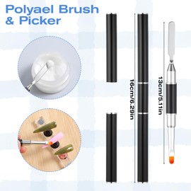 4 Pcs Gel Nail Brush, Dual-Ended Acrylic Nail Brushes and Picker Dual End Nail Art Brush Builder Gel Brushes Nail Drawing Pen Acrylic Round Flat Nail Liner Pen