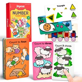 JoyCat Sensory Number Flash Cards, 10 Double-Sided Touch & Count Cards + 3 Light & Color Cards, Montessori Toys for Early Math Learning,Home Education