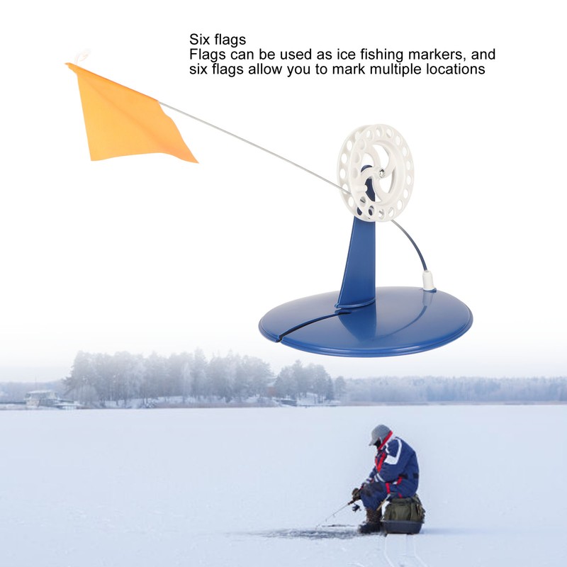 6PCS Ice Fishing Flag Outdoor Sign Portable Tip Up Angler