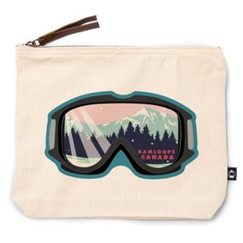 Kamloops, Canada, Wander More Collection, Ski Goggles, 100% Cotton Zipper Pouch, Travel Accessory, Go Bag