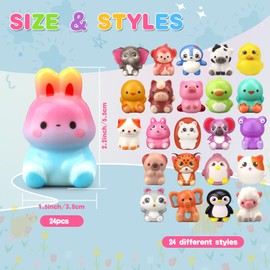 24 Pcs Foam Squeeze Toys for Kids Toddlers, Soft Slow PU Animal Squishy Toys for Birthday Goodie Bag Stuffers, Portable Toy for Outdoor Travel Playing