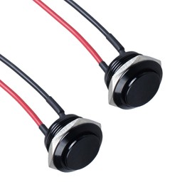 DMWD 2pcs 19mm Super Short Momentary Push Button Switch Waterproof IP66 Black Metal Shell 3/4" Mounting Hole 12V 24V 36V 48V 110V (ON)-Off 2Pins 1NO High Head