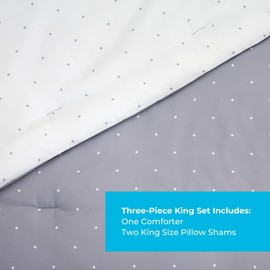 LINENSPA All Season Hypoallergenic Down Alternative Microfiber Comforter, California King, Gray