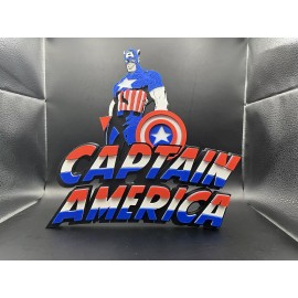 Captain America Logo Sign Display | 3D Wall Desk Shelf Art