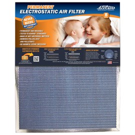 Air-Care16x24x1 Silver Electrostatic Washable A/C Furnace Air Filter - Never Buy Another Filter!