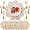 Gandeer 6 Set 13.8" Round Woven Rattan Placemats with Wooden