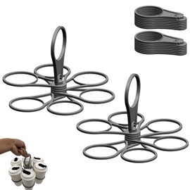 2 Pcs Foldable Coffee Carrier Drink Holder: Foldable 6-Cup Holder - Portable Drinks Holder Tray with Handle - Holiday Plastic Drink Carriers for Coffee, Cups & Beverages