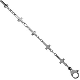 Surgical Steel Cross Link Chain Bracelet 5 mm Wide, 7 1/2 inch