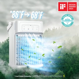 Portable Air Conditioners, 3 Speeds, 3 Mist Settings, 40oz XL Water Tank, 2~8h Timer & 7-color Ambient Lights, Air Conditioner Portable, Personal Small Mini Air Conditioner Air Cooler for Room Bedroom