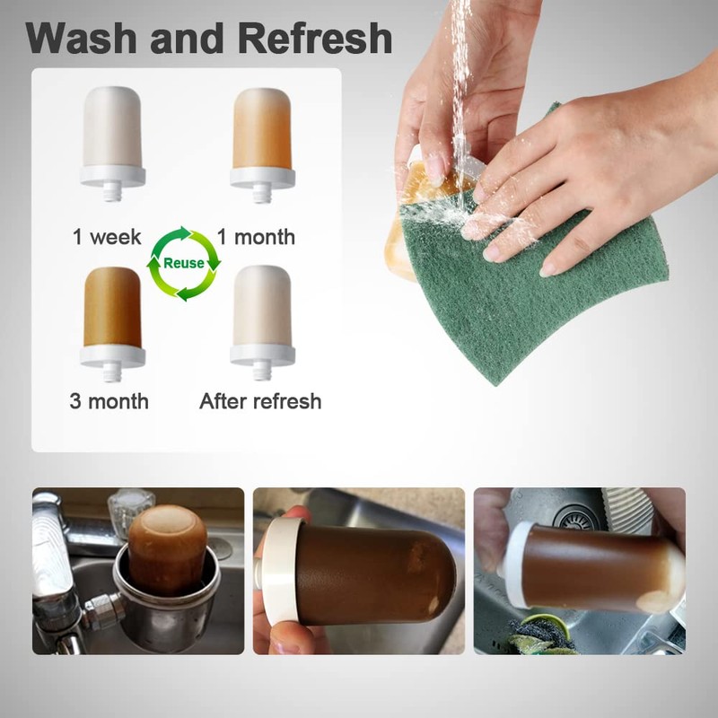 WINGSOL Faucet Filter Replacement, Washable, Remove Water Sediment (Compatible Faucet