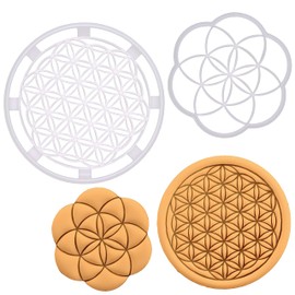 BAKERLOGY Set of 2 Sacred Geometry Cookie Cuttes (Designs: Flower of Life and Seed of Life)