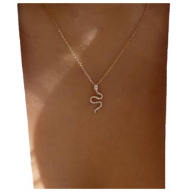 Allereya Punk Layered Snake Necklace Choker Gold Curb Chain Necklace Vintage Snake Pendant Necklace Chunky Cuban Link Chain Necklace Jewellery for Women and Girls, Metal