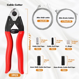 mankk 73PCS Universal Bike Brake Cable Kit and Housing Replacement Kit Stainless Steel Bike Cable Cutter Wire Cable Cutters with Cable End Caps and O-Rings for Mountain Road Bike Bicycle M-111