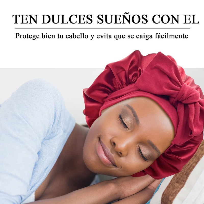 RUAKIVA Gorro de Pelo Rizado de Satén,Gorro de Dormir de