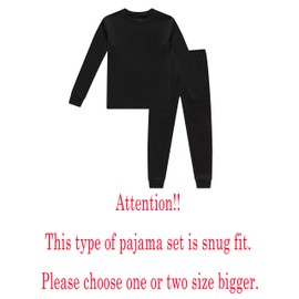 Family Feeling Boys Girls Kids jammiess Solid Colors 2 Piece Jammies Set Cotton Toddler Black Size 4T