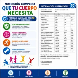 Multivitamínico Niños Años Omega Colina 120 Tablets Frutos Rojos
