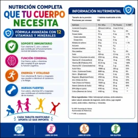 Multivitamínico Niños Años Omega Colina 120 Tablets Frutos Rojos