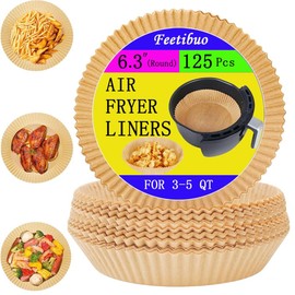 Feetibuo parchment paper for air fryer, 6.3inch round air fryer liners disposable,125PCS Non-stick parchment paper sheets for 3-5QT airfryer liners, Baking, Roasting Microwave