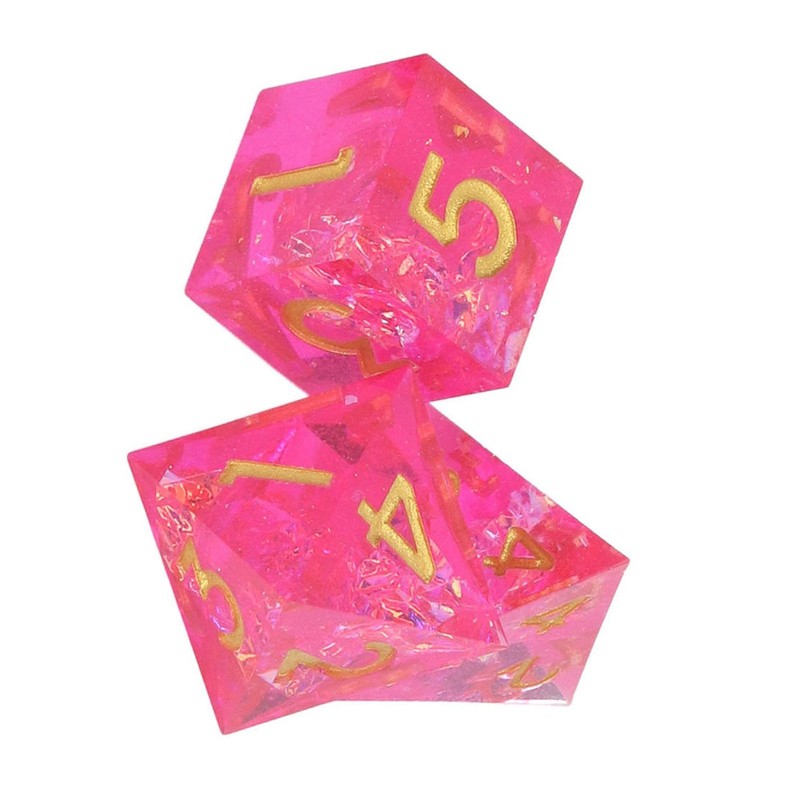 7PCS Polyhedral Dice Clear Numbers Pointed Edges Resin Dice Set
