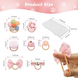 20 Pcs Dog Hair Bows with Rubber Bands Pink Puppy Hair Bows for Small Dogs Cute Elastic Handmade Puppy Dog Bowknot Hair Bow Bulk Grooming Flower Ball Bows Topknot for Pet Hair Accessories (Pink)
