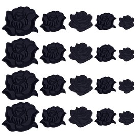 HOBBIESAY 5 Styles 20Pcs Black Rose Iron on Patches Rose Flower Embroidered Patches Sew on Decorative Repair Appliques Patch for DIY Clothes Jeans Hats Backpacks Bag Vests DIY Crafts