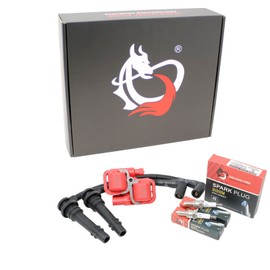 DRAGON FIRE PERFORMANCE Complete Tune Up Kit Set With Performance Ignition Coil Iridium Spark Plugs and Low Ohm Plug Wires Compatible With 2013-2017 Polaris Ranger 900 1000 XP Crew Oem Fit Kit-1478