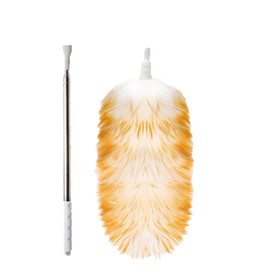 Leories Lambswool Feather Duster with Extension Pole up to 85inch,Extendable Feather Duster Used for Cleaning High Ceiling Fan, High Ceilings,Furniture,Hard to Reach Areas