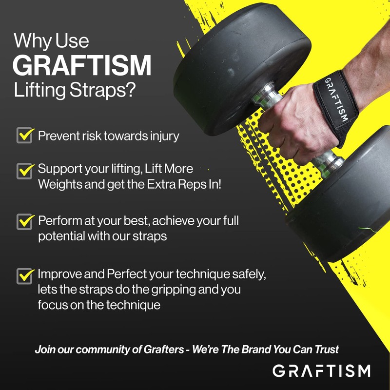 GRAFTISM Weight Lifting Straps - Premium Neoprene Padded Gym Wrist
