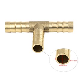 sourcing map T Hose Connector, T Piece Brass Hose Connector, 3-Way Connector, 8 mm Hose Fitting for Air, Water, Gas, Oil Pipe, Pack of 5