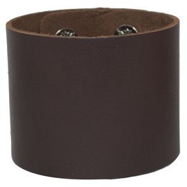 AZYOUNG Men's Black Brown White 5cm Wide Leather Bracelet Two Rows of Buckles Wristband Cuff Bangle,Length:23cm (Brown)