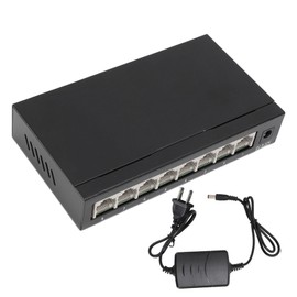 Fast Ethernet Switch 8 Ports 10 100 1000Mbps Anti Thunder Auto Negotiation MDI MDIX RJ45 Network Switch 100‑240V US Plug 100‑240V