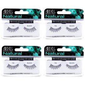 Ardell Natural Lashes False Eyelashes 116 - Black, Lightweight, Soft, & Reusable Lashes for a Natural Look, 4 Pack