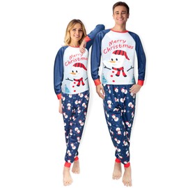 GRPSKCOS Couple Christmas Pajamas Adults Santa Christmas Long Sleepwear Matching Christmas Pyjamas for Men Women（02 Christmas Snowman, Women,M