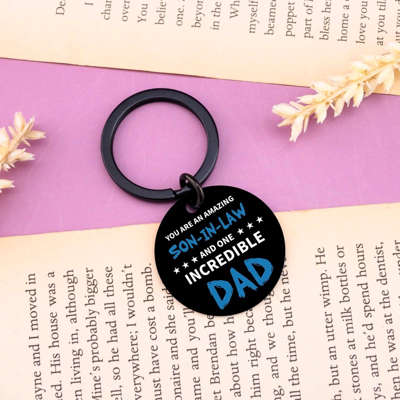 QUIHUD Son In Law Christmas Gifts Birthday Christmas Keychain Son