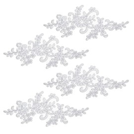 4 Pcs Lace Embroidery Patches, White Lace Applique