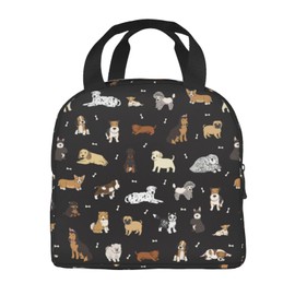 Duduho Cute Dogs Animals Lunch Bag Compact Tote Bag Reusable Lunch Box Container For Women Men School Office Work, 6l
