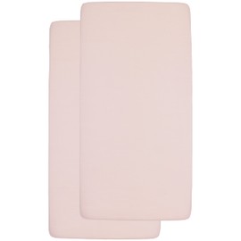 Meyco Baby Uni lenzuolo per culla in confezione da 2 pezzi (perfetta vestibilità grazie alla coulisse elastica su tutto il perimetro, dimensioni: 60 x 120 cm), Rosa tenue